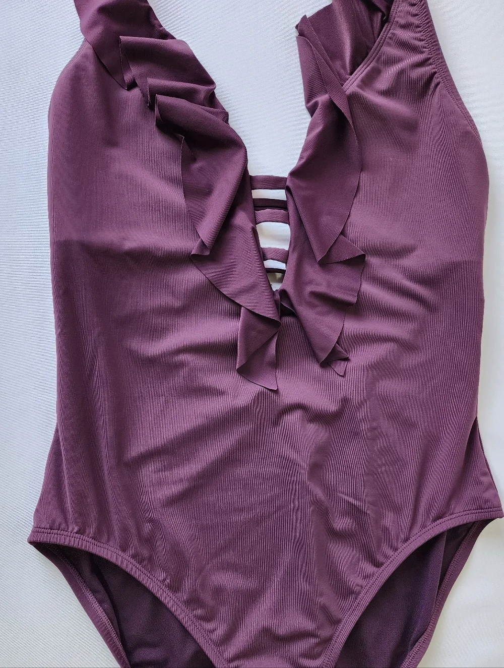 Bleu Rod Beattie Purple Ruffle Halter Swimsuit